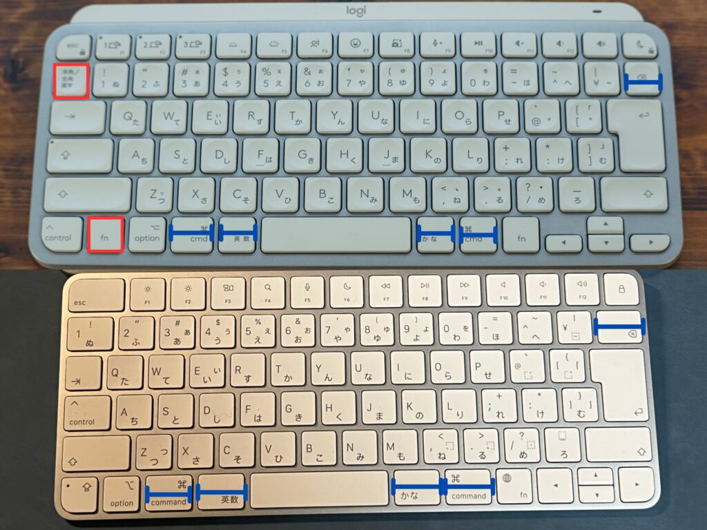 MX Keys mini for MacとMagic Keyboardの比較